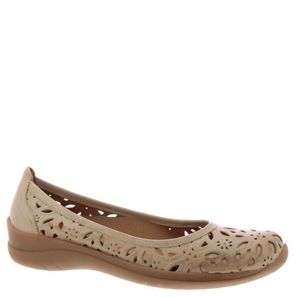 David Tate NIB Women's Platinum Leather SELA Laser Cut Ballet Flats - Picture 1 of 7